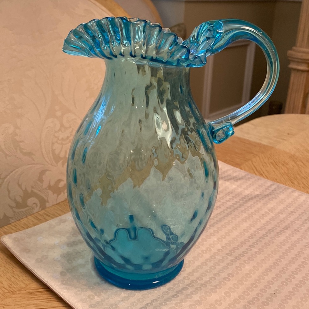 Blown Glass Pitcher with Ruffled Top